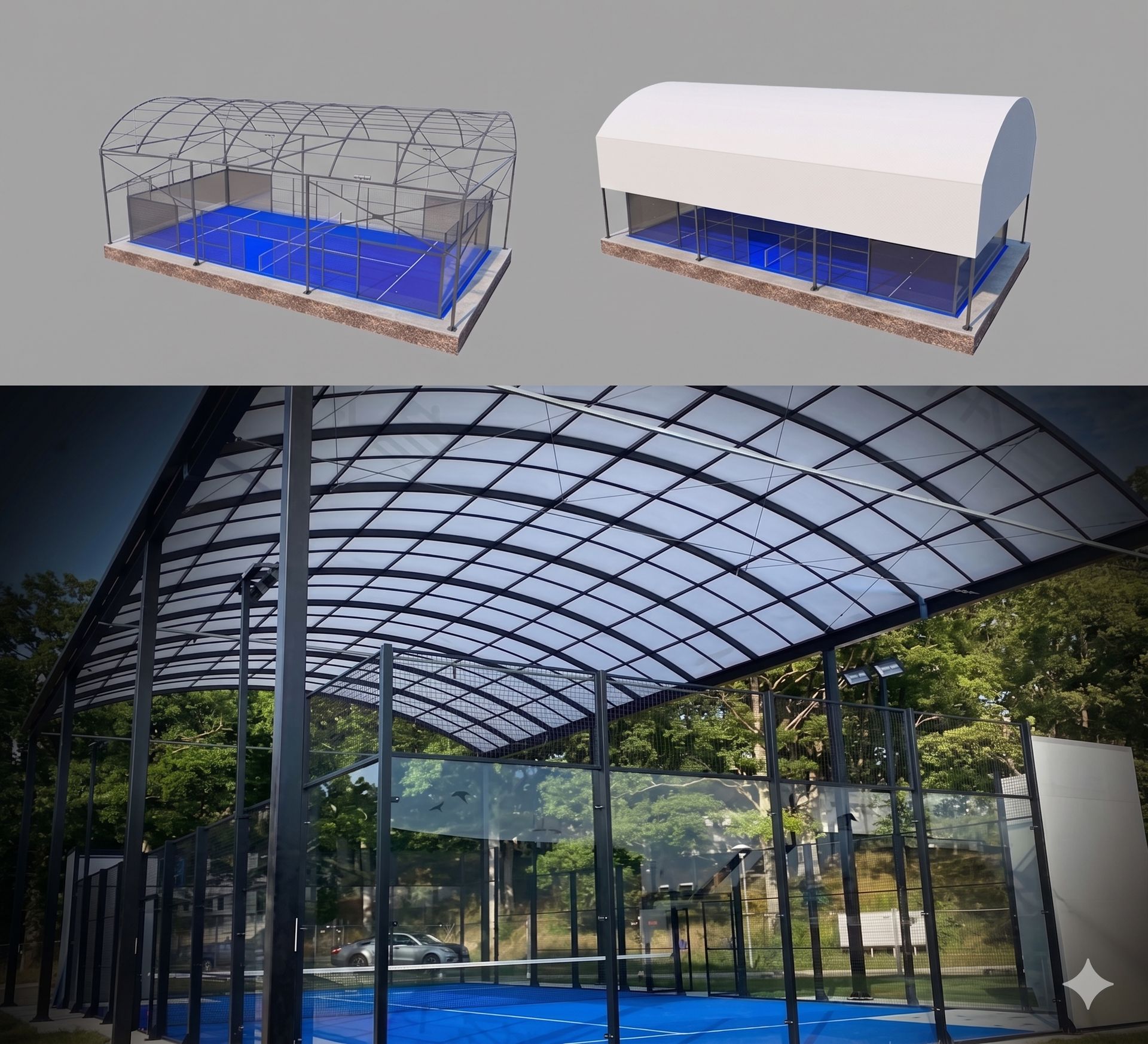 Curved Split Roof — 12 × 22m